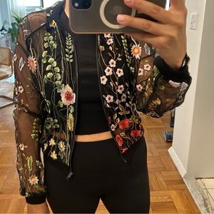 Floral see-through Bomber Jacket